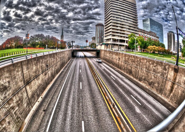 Hdr Image Greeting Card featuring the photograph Highway into St. Louis by Deborah Klubertanz