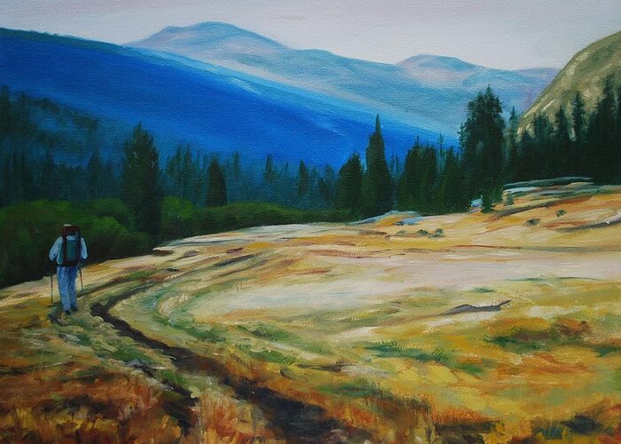 Hiking Greeting Card featuring the painting Yosemite Pacific Coast Trail by Celeste Drewien