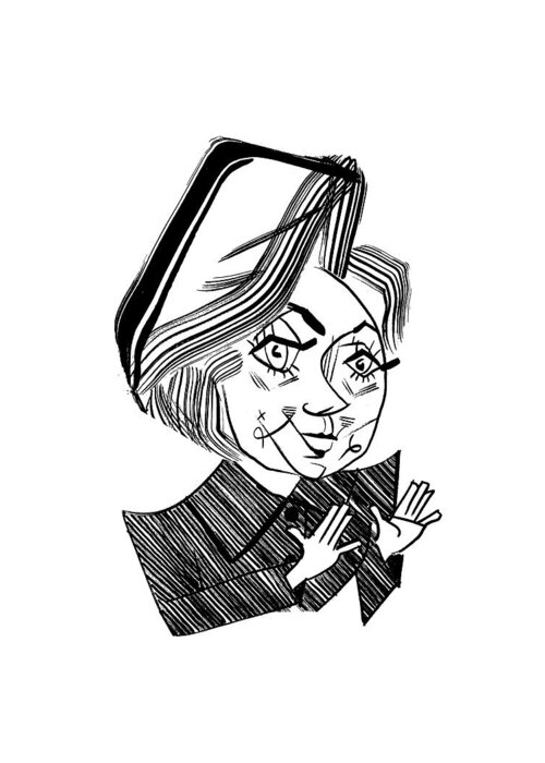 Hillary Dem Debate 2015 Greeting Card featuring the drawing Hillary Clinton Debate by Tom Bachtell