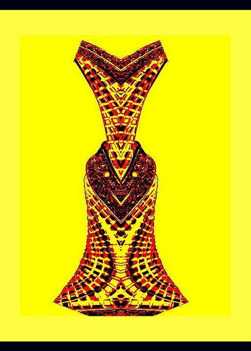 Black Greeting Card featuring the digital art Hippy Dress by Mary Russell