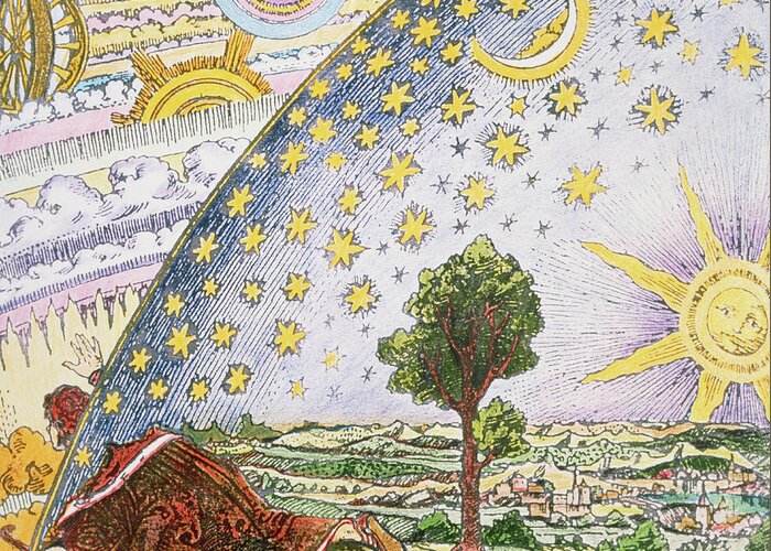 Sun Greeting Card featuring the photograph Historical Artwork Of The Mechanics Of The Heavens by Science Photo Library