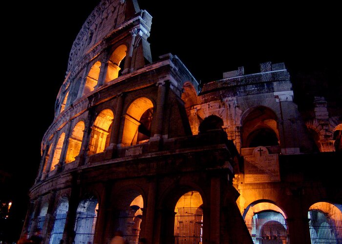 Colosseum Greeting Card featuring the photograph Historical shapes in the night by Alessandro Della Pietra
