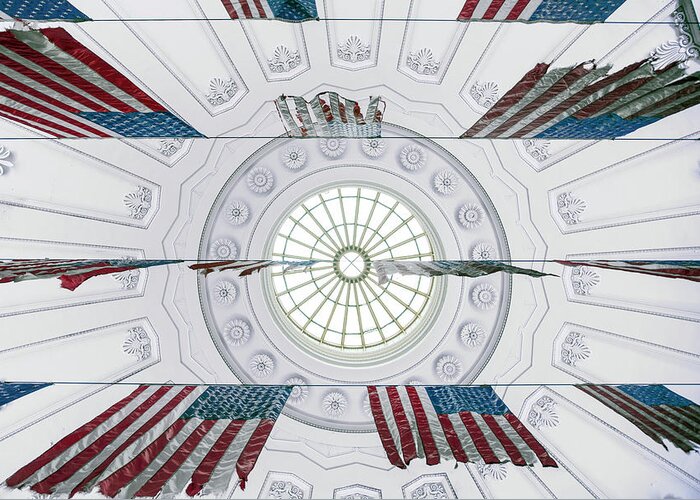 Flags Greeting Card featuring the photograph History Suspended by Linda Wride