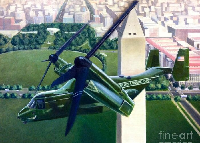 Mv-22 Greeting Card featuring the painting Hmx-1 Mv-22 by Stephen Roberson