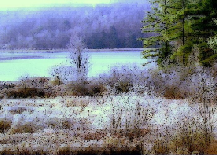 Pond Greeting Card featuring the photograph Hoarfrost Mosaic by Jodie Marie Anne Richardson Traugott     aka jm-ART