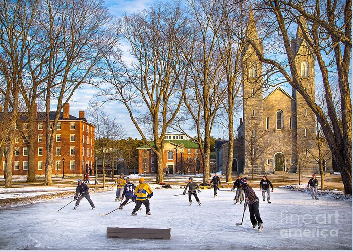 Bowdoin College Greeting Card featuring the photograph Hockey on the Quad by Benjamin Williamson