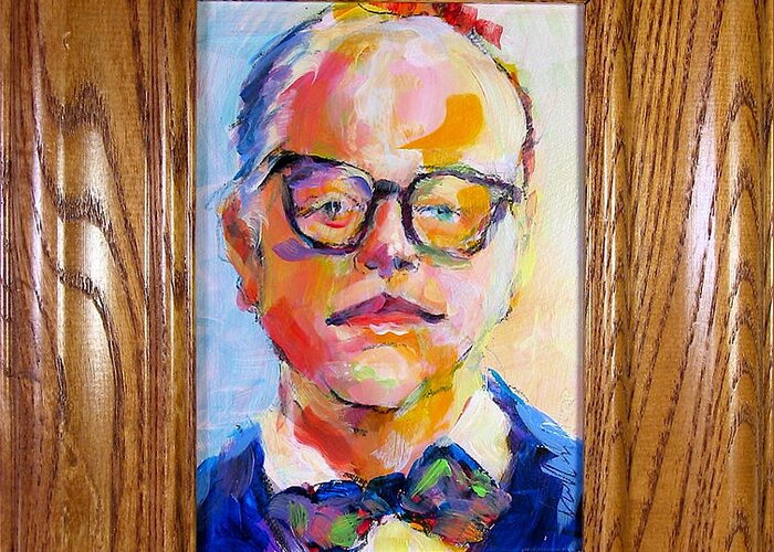 Phillip Seymour Hoffman Greeting Card featuring the painting Hoffman's Capote by Les Leffingwell