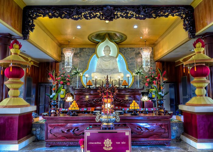 Temple Greeting Card featuring the photograph Hoi Thanh Buddhist Temple by Tim Stanley