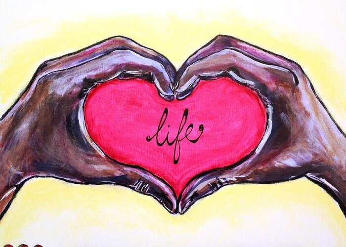 Hands Greeting Card featuring the mixed media Holding Life by Carrie Todd