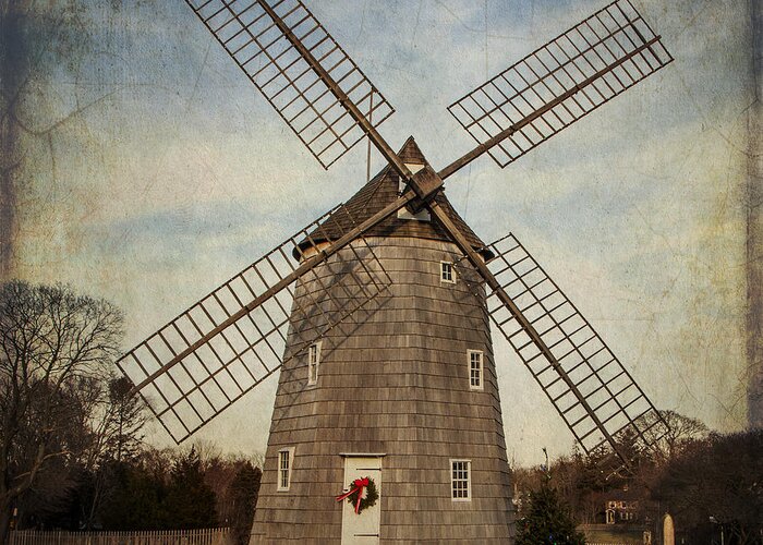 Windmill Greeting Card featuring the photograph Holiday Windmill by Cathy Kovarik