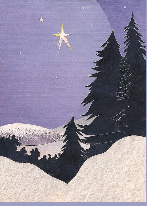 Holy Night Greeting Card featuring the mixed media Holy Night by Robin Birrell