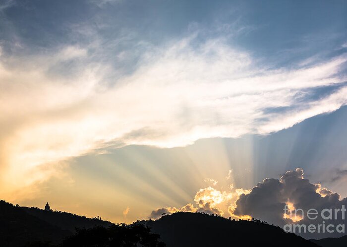 Nepal Greeting Card featuring the photograph Holy sunset in Nepal by Didier Marti