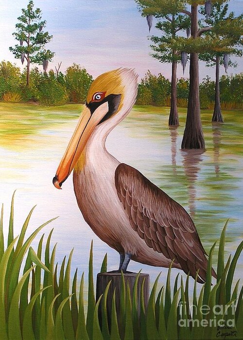 Bird Greeting Card featuring the painting Home on the Bayou by Valerie Carpenter