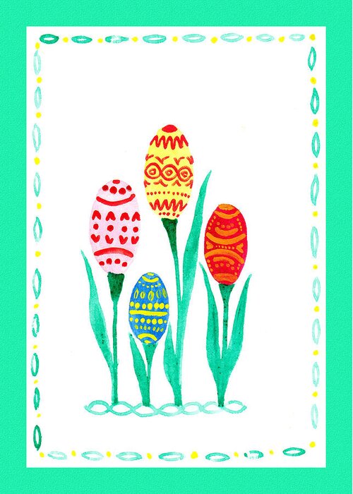 Garden Greeting Card featuring the painting Homegrown Garden Eggs by Irina Sztukowski