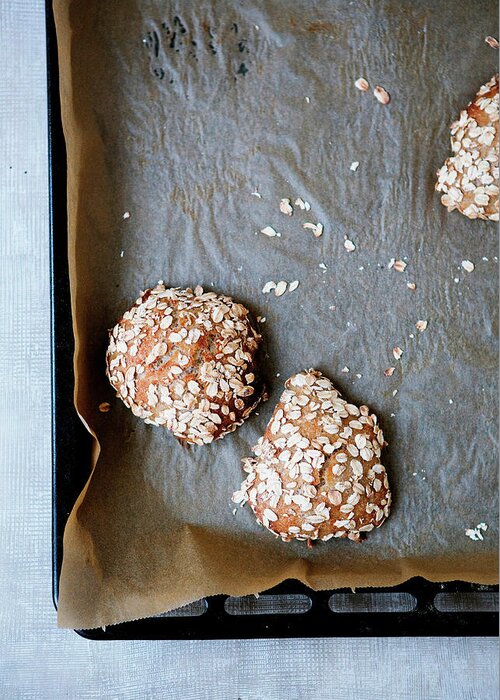 Copenhagen Greeting Card featuring the photograph Homemade Buns With Oats by Line Klein