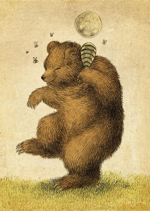 Bear Greeting Card featuring the drawing Honey Bear by Eric Fan