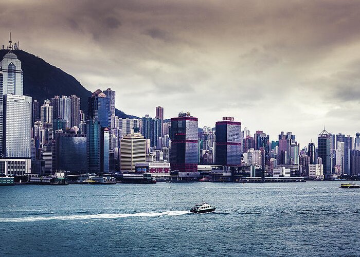 Tranquility Greeting Card featuring the photograph Hong Kong Island In The Cloudy Day by Natapong Supalertsophon