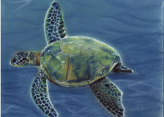 Marine Life Greeting Card featuring the painting Honu by Michaeline McDonald