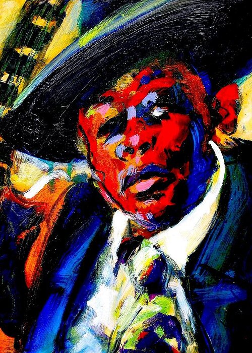 John Lee Hooker Greeting Card featuring the painting Hooker by Les Leffingwell