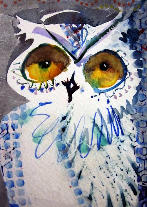 Children's Room Greeting Card featuring the painting Hoot Uncropped by Laurel Bahe