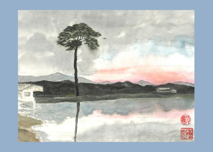 Japanese Greeting Card featuring the painting Hope for the Lone Pine by Terri Harris