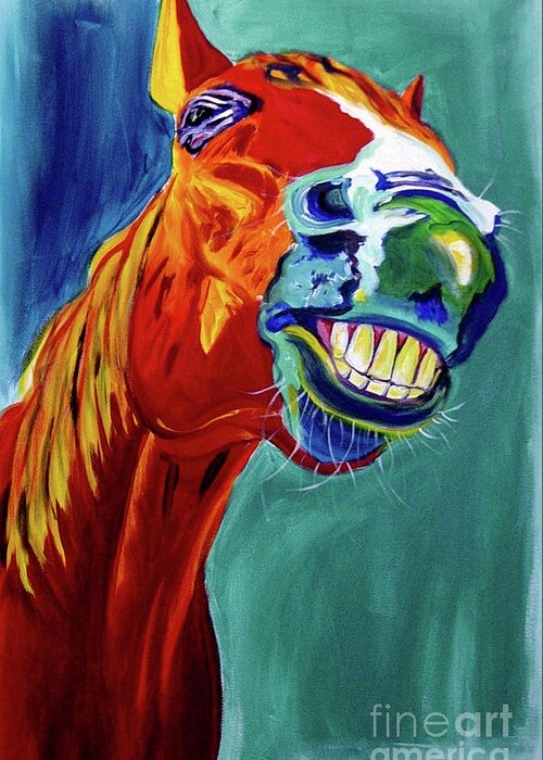 Horse Greeting Card featuring the painting Horse - Did Somebody Say Carrots by Dawg Painter
