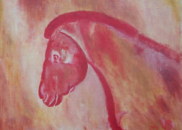 Prehistoric Greeting Card featuring the painting Horse from Chauvet Cave by Vera Smith