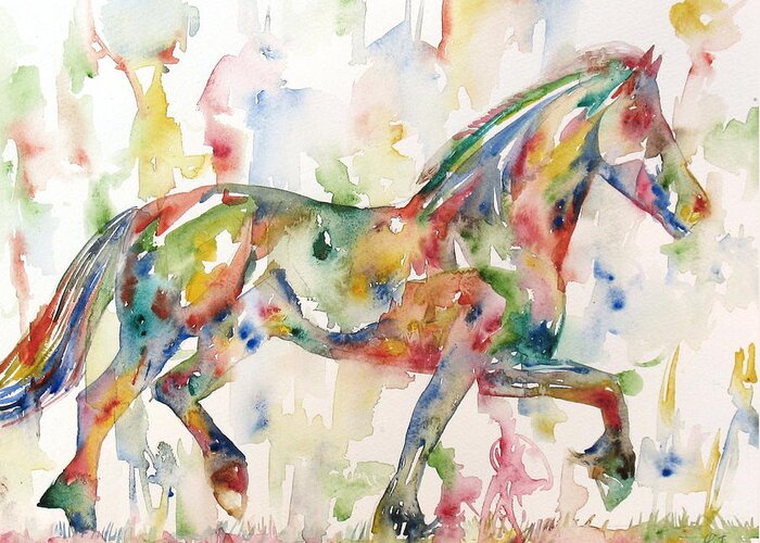 Horse Greeting Card featuring the painting Horse Painting.23 by Fabrizio Cassetta