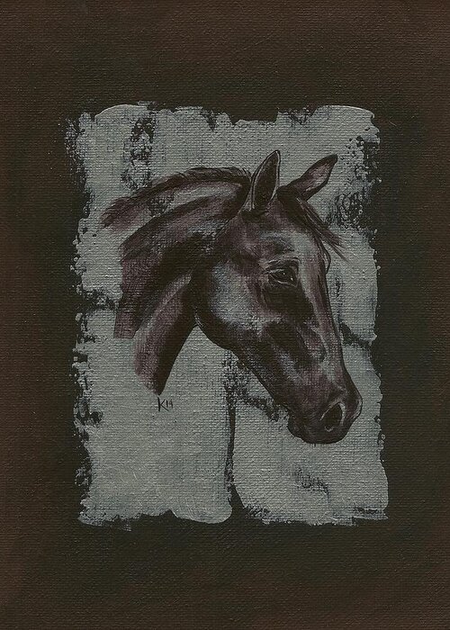Horse Greeting Card featuring the painting Horse Portrait by Konni Jensen