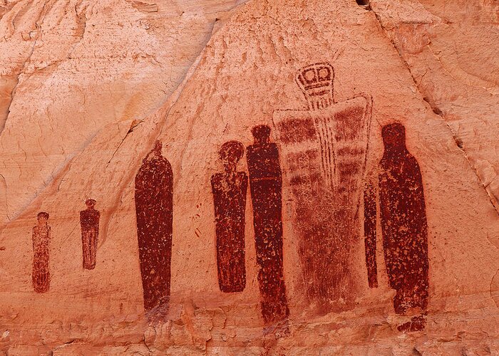 Ancient Greeting Card featuring the photograph Horseshoe Canyon Pictographs by Alan Vance Ley