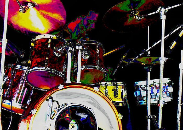 Drum Set And Drummer Greeting Card featuring the photograph Hot Licks Drummer by Kae Cheatham