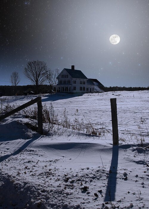 Astronomy Greeting Card featuring the photograph House At Night by Larry Landolfi