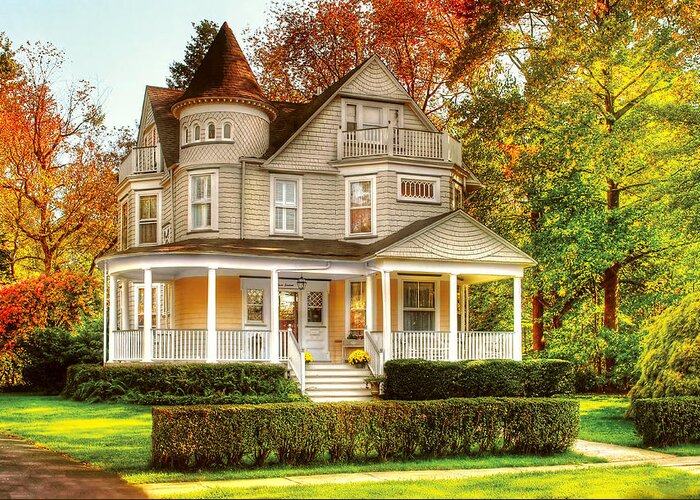 Savad Greeting Card featuring the photograph House - Cranford NJ - Victorian Dream House by Mike Savad