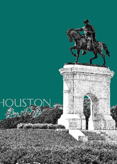 Architecture Greeting Card featuring the digital art Houston Sam Houston Monument - Sea Green by DB Artist