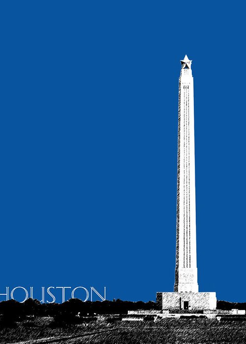 Architecture Greeting Card featuring the digital art Houston San Jacinto Monument - Royal Blue by DB Artist