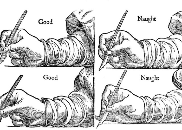 Chirography Greeting Card featuring the photograph How To Hold Your Pen, 1611 by Folger Shakespeare Library