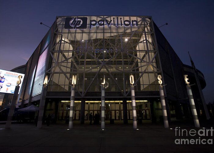 Sports Equipment Greeting Card featuring the photograph HP Pavilion at Night by Jason O Watson