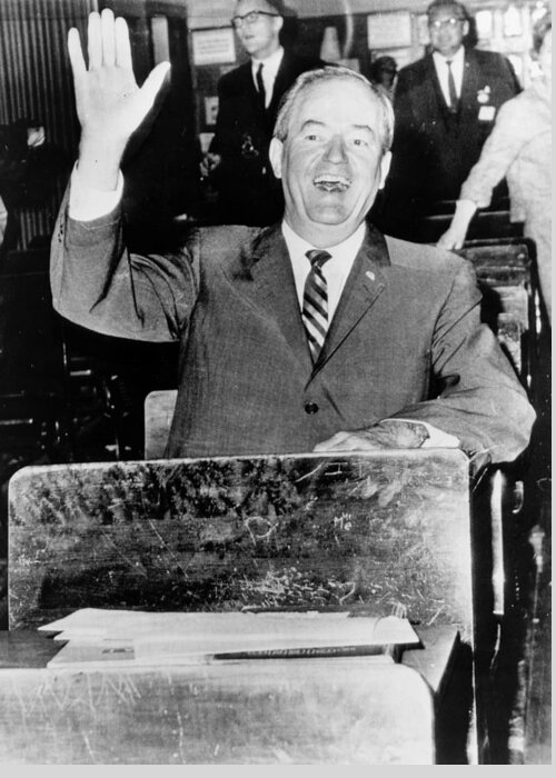 1964 Greeting Card featuring the photograph Hubert Horatio Humphrey (1911-1978) by Granger