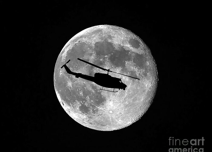 Huey Helicopter Greeting Card featuring the photograph Huey Moon by Al Powell Photography USA
