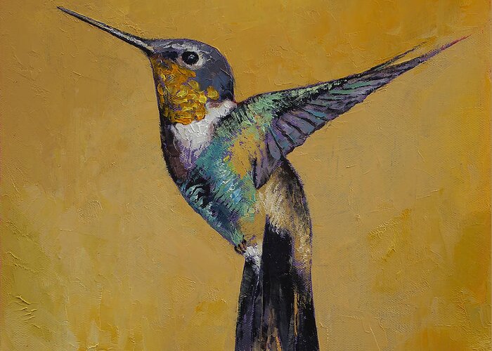 Art Greeting Card featuring the painting Hummingbird by Michael Creese