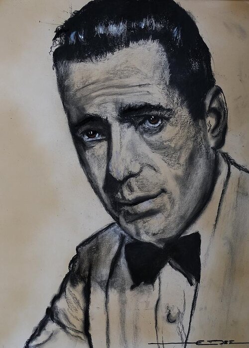 Humphrey Deforest Bogart Greeting Card featuring the drawing Humphrey DeForest Bogart -1 by Eric Dee