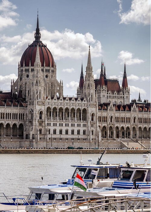 Country Greeting Card featuring the photograph Hungarian Parliament across the Danube by Pablo Lopez