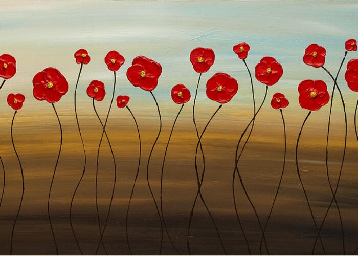 Red Poppies Greeting Card featuring the painting Hungarian Poppies by Carmen Guedez