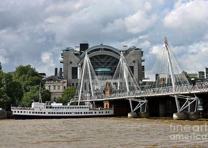 Canon Greeting Card featuring the photograph Hungerford Bridge and Charing Cross by Jeremy Hayden