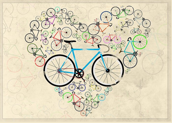 Bike Greeting Card featuring the digital art I Love My Bike by Andy Scullion