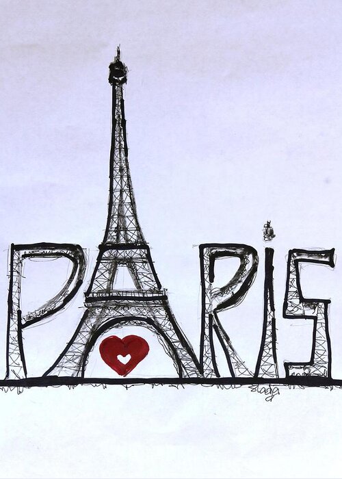 Cities Greeting Card featuring the digital art I love Paris by Sladjana Lazarevic