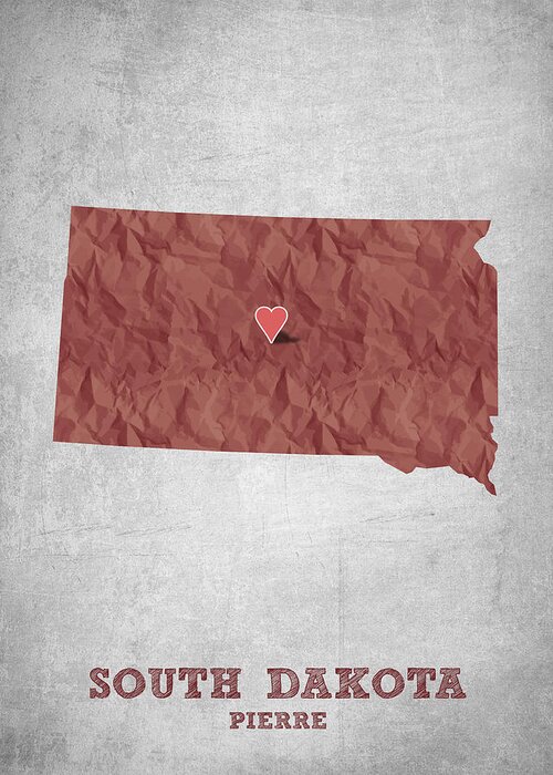 Pierre Greeting Card featuring the drawing I love Pierre South Dakota - Red by Aged Pixel