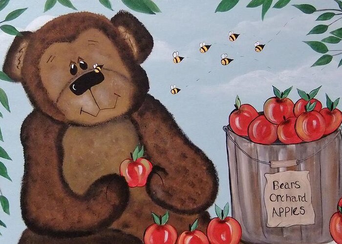 Bear Greeting Card featuring the painting I Love you a Bushel and a Peck... by Cindy Micklos