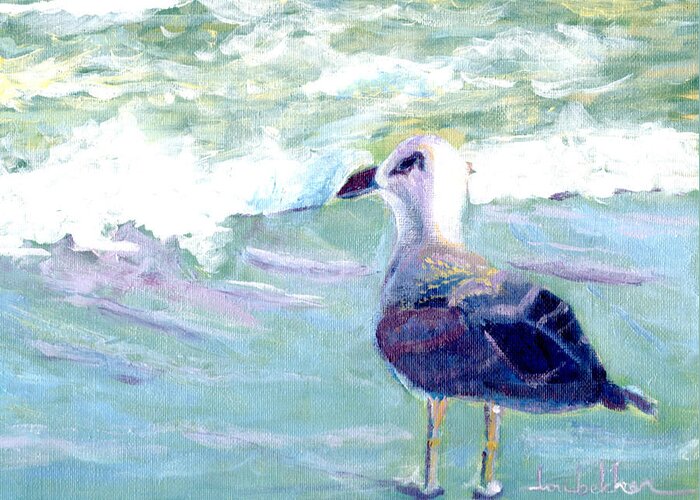 Seagull Greeting Card featuring the painting I See Russia by Lou Belcher