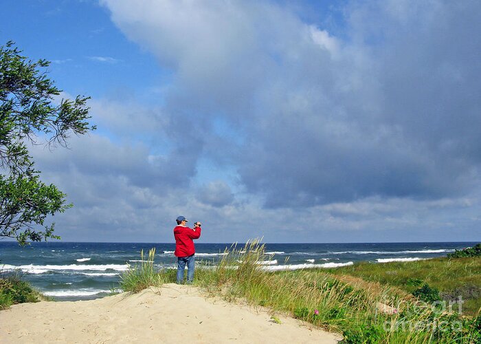 Landscape Greeting Card featuring the photograph I See The Sea. Juodkrante. Lithuania by Ausra Huntington nee Paulauskaite